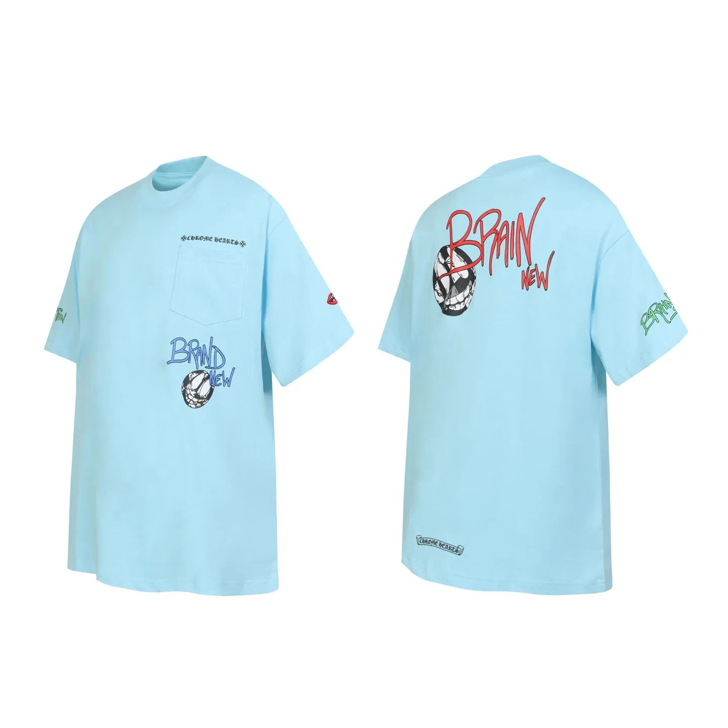 P150 Cross-border model, please do not place an order if you are pursuing quality - Chrome Hearts/Chrome Hearts graffiti printed popular short-sleeved T-shirt - High weight, high density and high quality. The wool is soft, delicate and skin-friendly. Soft and silky to the touch. Excellent warmth and skin-friendly properties. - Customized weaving and dyeing, no color difference, no matter the fabric or workmanship details, beat the ordinary version on the market -Colour: blue -Size: S M L XL